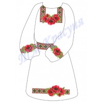 Заготовка дитячого плаття під вишивку "Пишні маки в орнаменті"