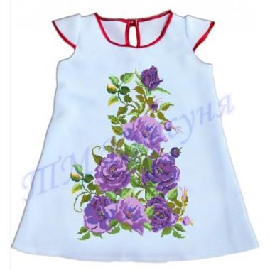 Зшита заготовка дитячого плаття "Пишні фіолетові квіти"