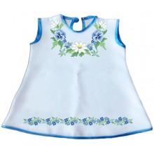 Зшита заготовка дитячого платтячка для самих маленьких "Фіалки з ромашками" (до року)