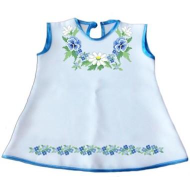 Зшита заготовка дитячого платтячка для самих маленьких "Фіалки з ромашками" (до року)
