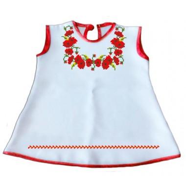 Зшита заготовка дитячого платтячка для самих маленьких "Кольє з маків" (до року)