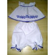 Зшита заготовка дитячого платтячка для самих маленьких "Синій орнамент" (з штанцями)