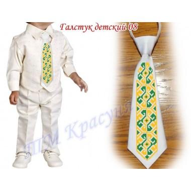 Заготовка дитячого галстука під вишивку бісером "Незвичайний орнамент" (білий)