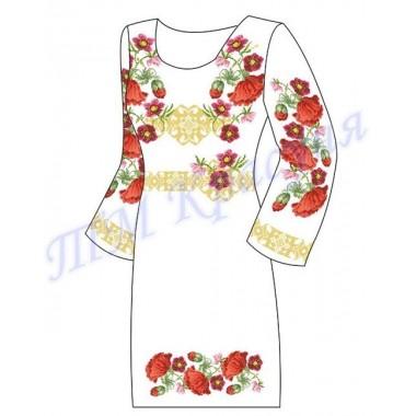 Заготовка плаття під вишивку бісером "Квіти з типовим орнаментом" (варіант 2)