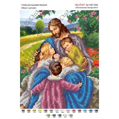 Схема ікони для вишивки бісером "Иисус с детьми"