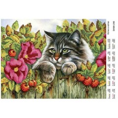 Схема для вишивки бісером "Котик в квітах" 296