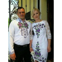 Сімейний комплект заготовок під вишивку "Фіолетові троянди"