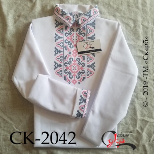 Заготовка дитячої сорочки - орнамент "Леся" (чорно-червоний) СК-2042
