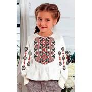 Заготовка дитячої блузки - орнамент "Леся" (чорно-червоний)