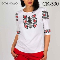 Заготовка жіночої блузки під вишивку "Червоно-чорні троянди" СК-530