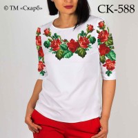 Заготовка жіночої блузки під вишивку "Вогняні троянди" СК-588