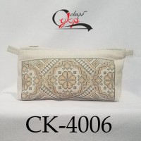 Сумка-косметичка під вишивку "Подільська" (бежево-сіра)