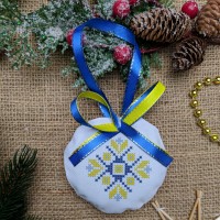 Новорічна іграшка "Жовто-синій орнамент" СК-4428