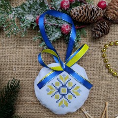 Новорічна іграшка "Жовто-синій орнамент" СК-4428