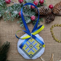 Новорічна іграшка "Жовто-блакитний орнамент" СК-4430