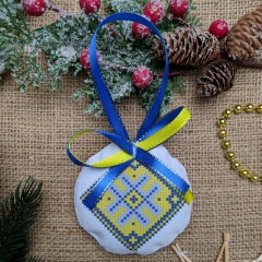 Новорічна іграшка "Жовто-блакитний орнамент" СК-4430