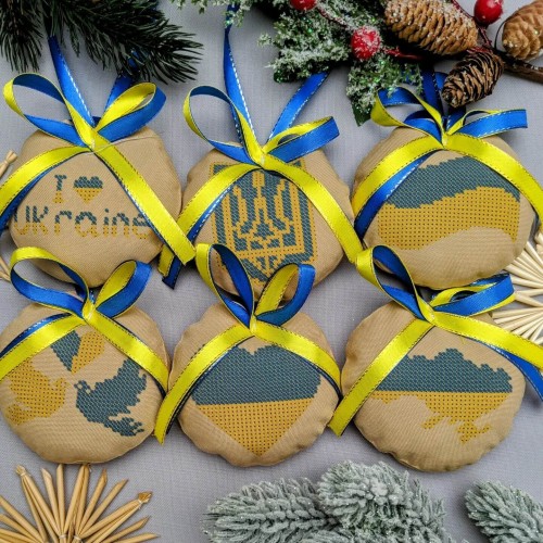 Набір новорічних прикрас "Символіка України" (бежевий) СК-4593-2