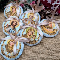 СК-4598 - набір новорічних іграшок під вишивку "Церковні Образи" (золото)