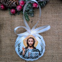 СК-6525 - новорічна іграшка під вишивку "Ісус Спаситель" (срібло)