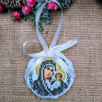 СК-6526 - новорічна іграшка під вишивку "Богородиця Казанська" (срібло)