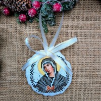 СК-6527 - новорічна іграшка під вишивку "Богородиця Семистрільна" (срібло)