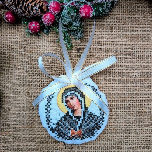 СК-6527 - новорічна іграшка під вишивку "Богородиця Семистрільна" (срібло)