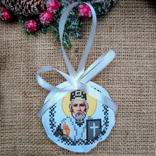 СК-6528 - новорічна іграшка під вишивку "Миколай Чудотворець" (срібло)
