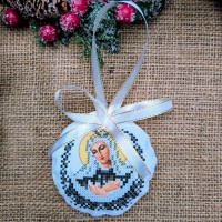 СК-6529 - новорічна іграшка під вишивку "Богородиця Остробрамська" (срібло)