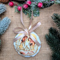 СК-6557 - новорічна іграшка під вишивку "Святе Сімейство" (золото) (варіант 3)