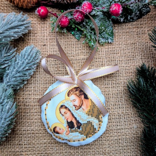 СК-6559 - новорічна іграшка під вишивку "Святе Сімейство" (золото) (варіант 5)