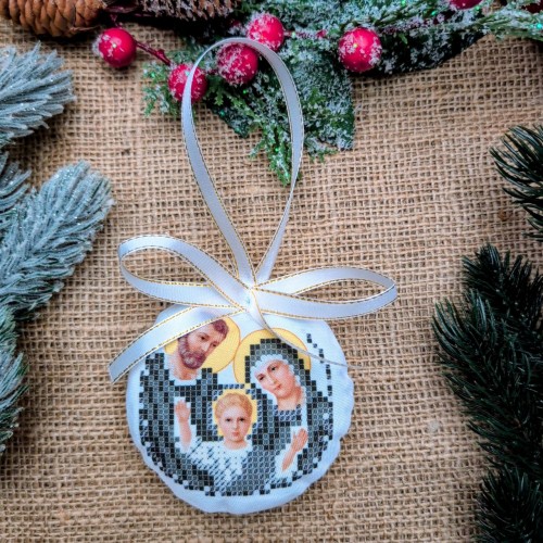 СК-6561 - новорічна іграшка під вишивку "Святе Сімейство" (срібло) (варіант 1)