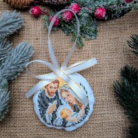 СК-6562 - новорічна іграшка під вишивку "Святе Сімейство" (срібло) (варіант 2)