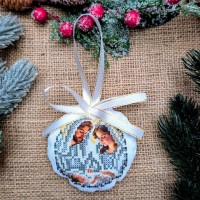 СК-6563 - новорічна іграшка під вишивку "Святе Сімейство" (срібло) (варіант 3)