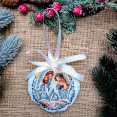 СК-6563 - новорічна іграшка під вишивку "Святе Сімейство" (срібло) (варіант 3)