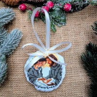 СК-6564 - новорічна іграшка під вишивку "Святе Сімейство" (срібло) (варіант 4)