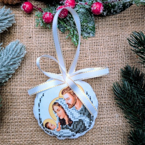 СК-6565 - новорічна іграшка під вишивку "Святе Сімейство" (срібло) (варіант 5)