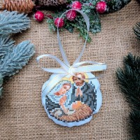 СК-6566 - новорічна іграшка під вишивку "Святе Сімейство" (срібло) (варіант 6)