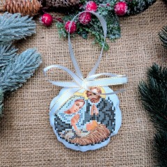 СК-6566 - новорічна іграшка під вишивку "Святе Сімейство" (срібло) (варіант 6)