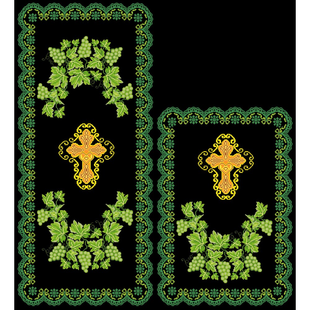 СК-7206 - рушник на аналой під Євангеліє для вишивки "Зелений виноград в орнаменті"