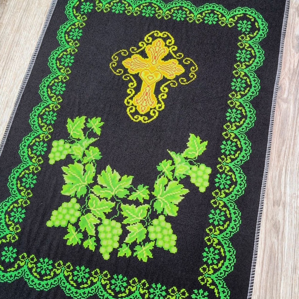 СК-7206 - рушник на аналой під Євангеліє для вишивки "Зелений виноград в орнаменті"