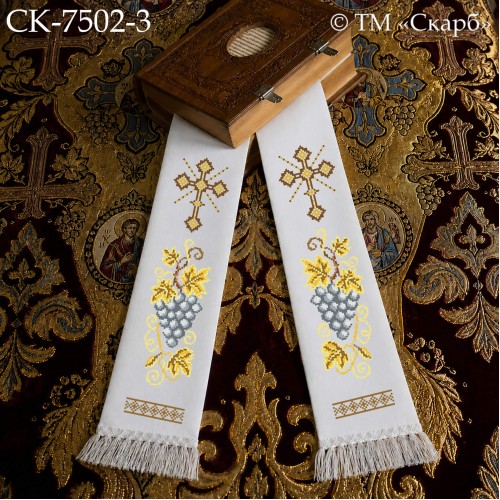 СК-7502-3 - закладка для Євангеліє під вишивку "Срібна виноградна лоза" (з хрестиком)