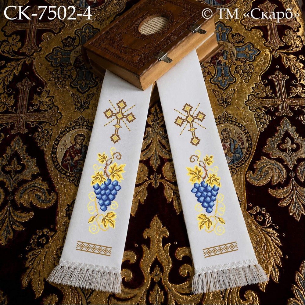 СК-7502-4 - закладка для Євангеліє під вишивку "Блакитна виноградна лоза" (з хрестиком)