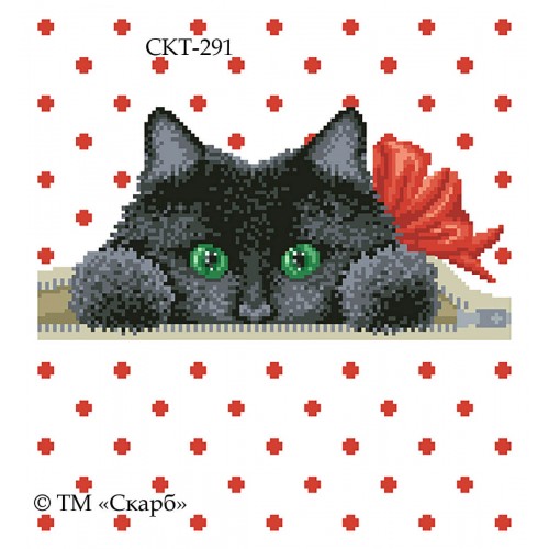 СКТ-291 - термоналіпка під вишивку "Котик з бантиком"